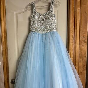 Tiffany Designs Light Blue Girls Pageant Dress with bodice